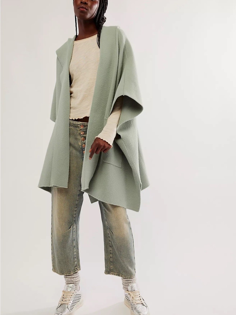 Free People All I Need Hooded Duster in light grey